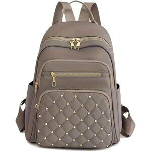 Mini Nylon Backpack for Women Lightweight Travel Purse F Khaki Small Trendy Bag
